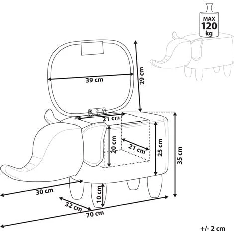 Modern Faux Leather Stool Distressed Solid Wood Animal Light Grey Elephant 5 Modern Faux Leather Stool Distressed Solid Wood Animal Light Grey Elephant - Image 3