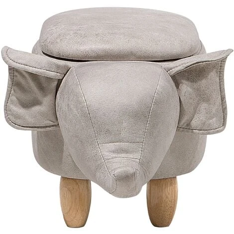Modern Faux Leather Stool Distressed Solid Wood Animal Light Grey Elephant 7 Modern Faux Leather Stool Distressed Solid Wood Animal Light Grey Elephant - Image 5