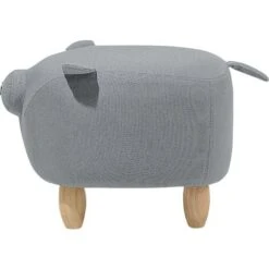 Modern Fabric Stool Solid Wood Legs Animal Footrest Grey Piggy -Children Furniture Store 10031474 4