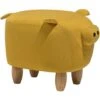 Modern Fabric Stool Solid Wood Legs Animal Footrest Yellow Piggy