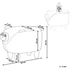 Modern Fabric Stool Solid Wood Legs Animal Footrest Yellow Piggy -Children Furniture Store 10031475 3