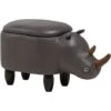 Modern Faux Leather Stool Upholstery Storage Solid Wood Animal Dark Grey Rhino -Children Furniture Store 10031481 1