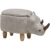 Modern Faux Leather Stool Upholstery Storage Solid Wood Animal Light Grey Rhino -Children Furniture Store 10031483 1