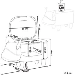 Modern Fabric Stool Black And White Upholstery Storage Solid Wood Animal Cow -Children Furniture Store 10031488 3