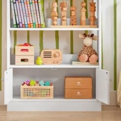 SoBuy White Wood Children‘s Storage Display Bookcase Cabinet KMB11-W -Children Furniture Store 10410428 5