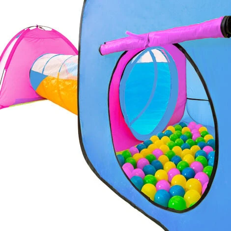 Large Play Tent With Tunnel + 200 Balls For Kids - Kids Pop Up Tent, Kids Tent, Pop Up Play Tent - Blue 4 Large Play Tent With Tunnel + 200 Balls For Kids - Kids Pop Up Tent, Kids Tent, Pop Up Play Tent - Blue - Image 2