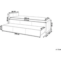 Modern Fabric EU Single Trundle Bed Frame 3ft Navy Blue Slatted Marmande -Children Furniture Store 12264212 3