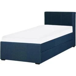 Modern Fabric EU Single Trundle Bed Frame 3ft Navy Blue Slatted Marmande -Children Furniture Store 12264212 5