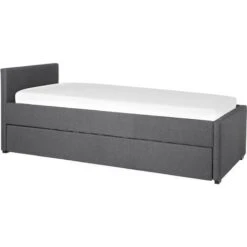 Modern Fabric EU Single Trundle Bed Frame 3ft Dark Grey Slatted Marmande -Children Furniture Store 12264213 4