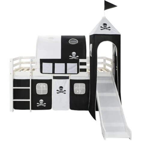 Children's Loft Bed Frame With Slide & Ladder Pinewood 97x208 Cm VidaXL 4 Children's Loft Bed Frame With Slide & Ladder Pinewood 97x208 Cm VidaXL - Image 2