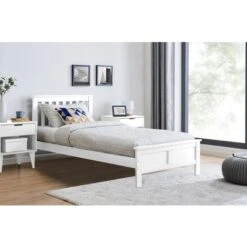Azure Modern White Solid Pine Single Bed
