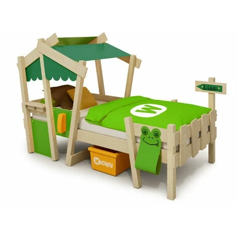 Wickey Kid's Bed, Single Bed Crazy Candy - Canvas Cover Children's Bed 90 X 200 Cm - Green/apple Green 3 Wickey Kid's Bed, Single Bed Crazy Candy - Canvas Cover Children's Bed 90 X 200 Cm - Green/apple Green