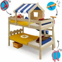 Wickey Kid's Bed, Loft Bed Crazy Circus With Slide Single Bed 90 X 200 Cm, Children's Bed - Blue -Children Furniture Store 14835291 3