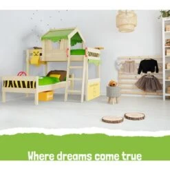 Wickey Kid's Bed, Bunk Bed Crazy Jungle - Canvas Cover Loft Bed 90 X 200 Cm - Apple Green/yellow -Children Furniture Store 14835297 3