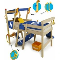 Wickey Kid's Bed, Loft Bed Crazy Smoky With Slide Single Bed 90 X 200 Cm, Children's Bed - Blue -Children Furniture Store 14835313 4
