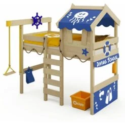 Children Furniture Store 29 Wickey Kid's Bed, Loft Bed Crazy Jelly Canvas Cover Single Bed 90 X 200 Cm, Children's Bed - Blue