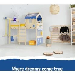 Wickey Kid's Bed, Loft Bed Crazy Jelly Canvas Cover Single Bed 90 X 200 Cm, Children's Bed - Blue -Children Furniture Store 14835322 3