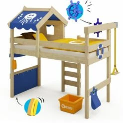 Wickey Kid's Bed, Loft Bed Crazy Jelly Canvas Cover Single Bed 90 X 200 Cm, Children's Bed - Blue -Children Furniture Store 14835322 4