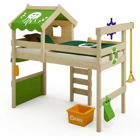 Wickey Kid's Bed, Loft Bed Crazy Jelly Canvas Cover Single Bed 90 X 200 Cm, Children's Bed - Apple Green 4 Wickey Kid's Bed, Loft Bed Crazy Jelly Canvas Cover Single Bed 90 X 200 Cm, Children's Bed - Apple Green - Image 2