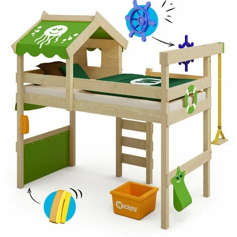 Wickey Kid's Bed, Loft Bed Crazy Jelly Canvas Cover Single Bed 90 X 200 Cm, Children's Bed - Apple Green 6 Wickey Kid's Bed, Loft Bed Crazy Jelly Canvas Cover Single Bed 90 X 200 Cm, Children's Bed - Apple Green - Image 4