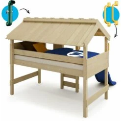 Wickey Kid's Bed, Loft Bed CrAzY Lagoon With Slide Single Bed 90 X 200 Cm, Children's Bed - Blue -Children Furniture Store 14835344 4