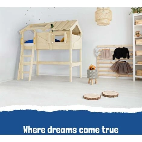 Wickey Kid's Bed, Loft Bed CrAzY Cove Canvas Cover Single Bed 90 X 200 Cm, Children's Bed - Brown 5 Wickey Kid's Bed, Loft Bed CrAzY Cove Canvas Cover Single Bed 90 X 200 Cm, Children's Bed - Brown - Image 3