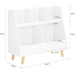 SoBuy Children Kids Bookcase Book Shelf Storage Display Rack Organizer Holder,KMB19-W -Children Furniture Store 14836453 3