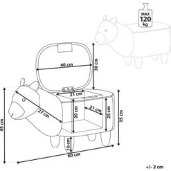 Fabric Stool Nursery Children Room Solid Wood Legs Animal Footrest Grey Alpaca -Children Furniture Store 15057605 3