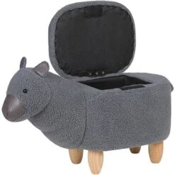 Fabric Stool Nursery Children Room Solid Wood Legs Animal Footrest Grey Alpaca -Children Furniture Store 15057605 4