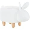 Fabric Stool Nursery Children Room Solid Wood Legs Animal Footrest White Bunny