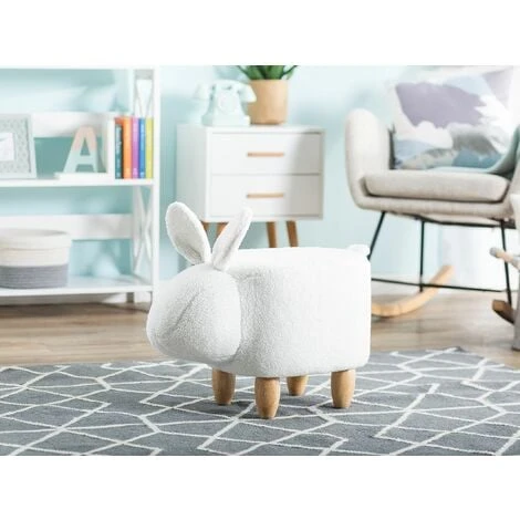 Fabric Stool Nursery Children Room Solid Wood Legs Animal Footrest White Bunny 3 Fabric Stool Nursery Children Room Solid Wood Legs Animal Footrest White Bunny - Image 2