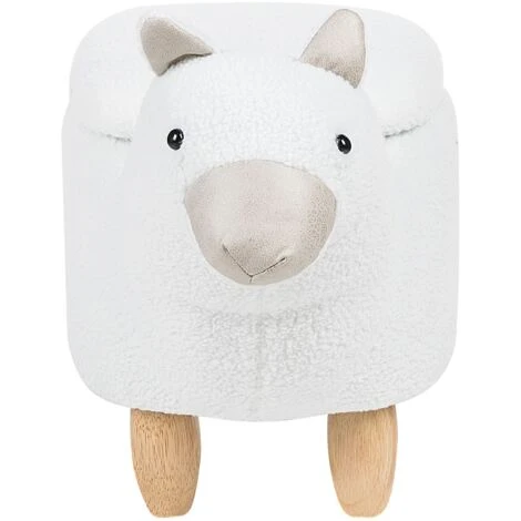 Fabric Stool Nursery Children Room Solid Wood Legs Animal Footrest White Alpaca 7 Fabric Stool Nursery Children Room Solid Wood Legs Animal Footrest White Alpaca - Image 5