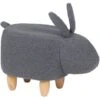 Fabric Stool Nursery Children Room Solid Wood Legs Animal Footrest Grey Bunny -Children Furniture Store 15057609 1