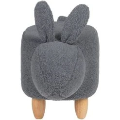 Fabric Stool Nursery Children Room Solid Wood Legs Animal Footrest Grey Bunny -Children Furniture Store 15057609 4
