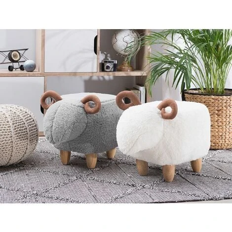 Modern Fabric Stool Footrest Pouffe Nursery Children Room Animal Grey Lamb 4 Modern Fabric Stool Footrest Pouffe Nursery Children Room Animal Grey Lamb - Image 2