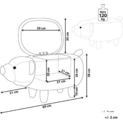 Modern Fabric Stool Footrest Nursery Solid Wood Legs Animal Golden Brown Bear -Children Furniture Store 15793213 3