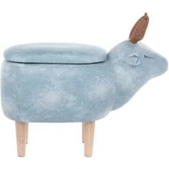 Modern Fabric Stool Pouffe Nursery Solid Wood Legs Animal Light Blue Reindeer -Children Furniture Store 15793218 4