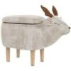 Modern Fabric Stool Pouffe Nursery Solid Wood Legs Animal Beige Reindeer -Children Furniture Store 15793223 1