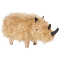 Furry Animal Stool Faux Fur Kids Playroom Nursery Sand Beige Rhino