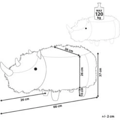 Furry Animal Stool Faux Fur Kids Playroom Nursery Sand Beige Rhino -Children Furniture Store 15793286 3