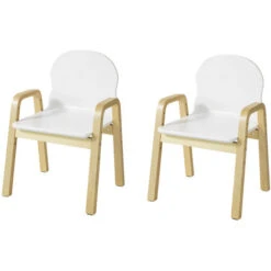 SoBuy Set Of 2 Children Chairs, Wooden Kids Children Chair Stool, Height Adjustable,KMB24-WX2