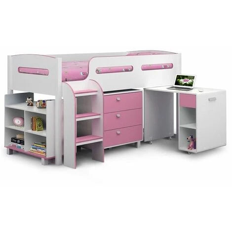 Pink & White Cabin Bed 3ft (90cm) 3 Pink & White Cabin Bed 3ft (90cm)