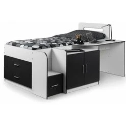 Premium Charcoal Grey & White Contemporary Cabin Bed 3ft (90cm) - Best Seller