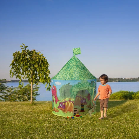 Relaxdays Dinosaur Play Tent, Small Children’s Dino Playhouse, Green Teepee For Indoor And Outdoor Use, HxWxD: 150 X 100 X 100 Cm, Green 4 Relaxdays Dinosaur Play Tent, Small Children’s Dino Playhouse, Green Teepee For Indoor And Outdoor Use, HxWxD: 150 X 100 X 100 Cm, Green - Image 2