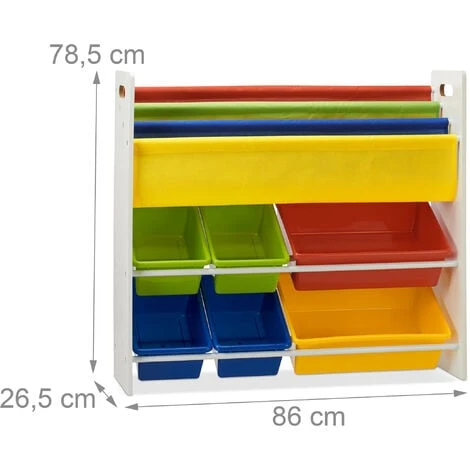 Relaxdays Kid’s Toy Storage Shelf With Boxes And Hanging Compartments, Colourful Toy Rack, HWD 78.5 X 86 X 26.5 Cm 6 Relaxdays Kid’s Toy Storage Shelf With Boxes And Hanging Compartments, Colourful Toy Rack, HWD 78.5 X 86 X 26.5 Cm - Image 4