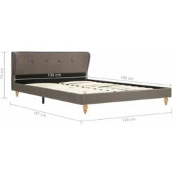 Bed Frame Taupe Fabric 135x190 Cm 4FT6 Double VidaXL 9 Bed Frame Taupe Fabric 135x190 Cm 4FT6 Double VidaXL -Children Furniture Store 16472757 3