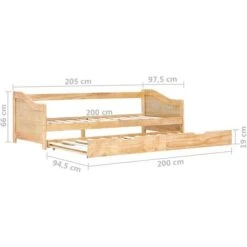 Pull-out Sofa Bed Frame Pinewood 90x200 Cm VidaXL -Children Furniture Store 16969920 3