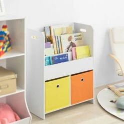 SoBuy Children's Storage Bookcase Book Shelf Storage Display Rack Organizer,KMB27-W -Children Furniture Store 17176886 3