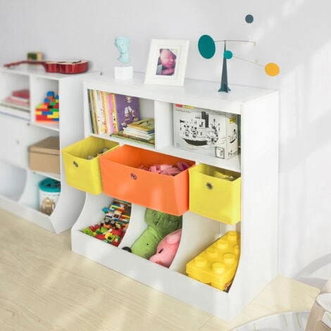 SoBuy Children's Storage Bookcase And Shelving Units Toy Organizer With Fabric Drawers,KMB26-W 4 SoBuy Children's Storage Bookcase And Shelving Units Toy Organizer With Fabric Drawers,KMB26-W - Image 2