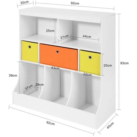 SoBuy Children's Storage Bookcase And Shelving Units Toy Organizer With Fabric Drawers,KMB26-W 5 SoBuy Children's Storage Bookcase And Shelving Units Toy Organizer With Fabric Drawers,KMB26-W - Image 3